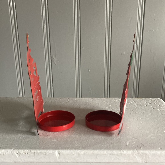 NWT Set of 2- Farm Truck Christmas Tree🎄 Merry Christmas Metal Candle🕯️Holders - Picture 8 of 14
